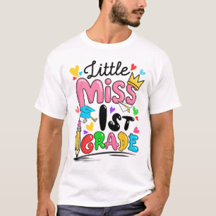Camiseta Pequena Senhorita 1ª Primeira Série Fofo Ck Para a