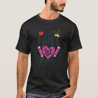 Camiseta Pequena Senhorita 1rua Grader Primeiro Dia Da Esco