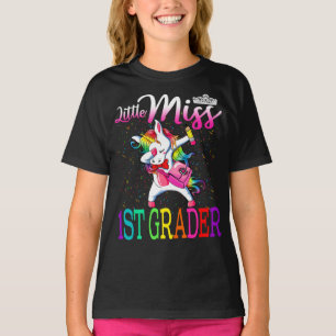 Camiseta Pequena Senhorita 1rua Graduando Unicórnio De Vol