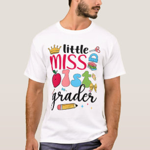 Camiseta Pequena Senhorita Aluna da 1ª Série Primeiro Dia d