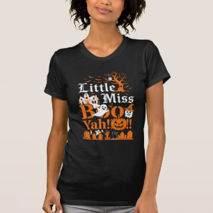Camiseta Pequena Senhorita Boo Yah Fantasma de Halloween Ab