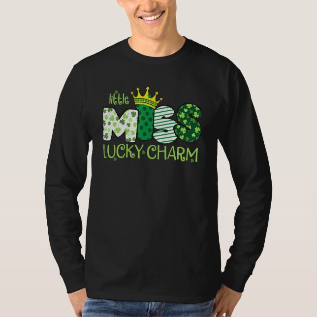 Camiseta Pequena Senhorita Lucky Charm Shamrock C Dia de Sã (Frente)