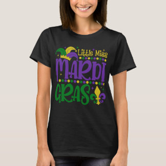 Camiseta Pequena Senhorita Mardi Gras Roupa de Carnaval Fof