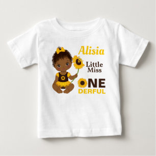 Camiseta Pequena Senhorita Onelinda Menina Negra Negra Cami