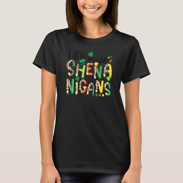 Camiseta Pequena Senhorita Shenanigans Rua de Shamrock Leop (Frente)