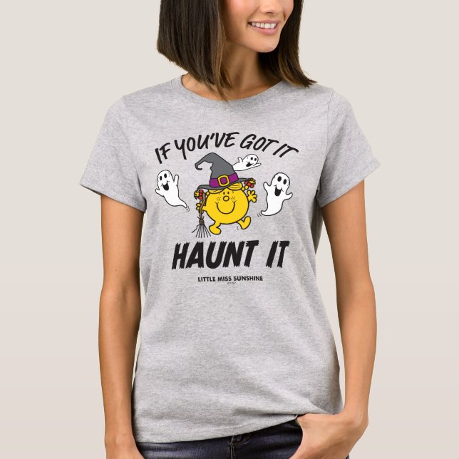 Camiseta Pequena Senhorita Sunshine Haunt It Halloween (Frente)