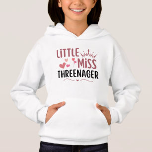 Camiseta pequena senhorita threenager aniversário de 3 anos