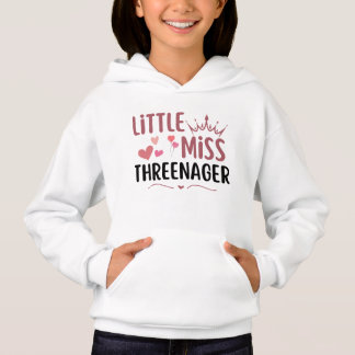 Camiseta pequena senhorita threenager aniversário de 3 anos