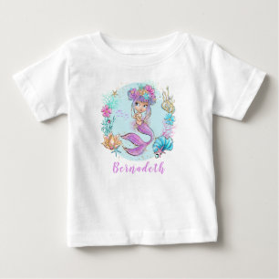 Camiseta Pequena Sereia Cuta Personalizada