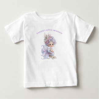 Camiseta Pequena Sereia da Mamãe Conchas Azuis Roxas