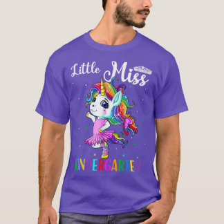 Camiseta Pequena Srta. Kindergarten Cute Unicorn Engraçado 