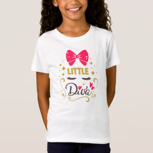 Camiseta Pequena Típografia Diva Rosa Adorável