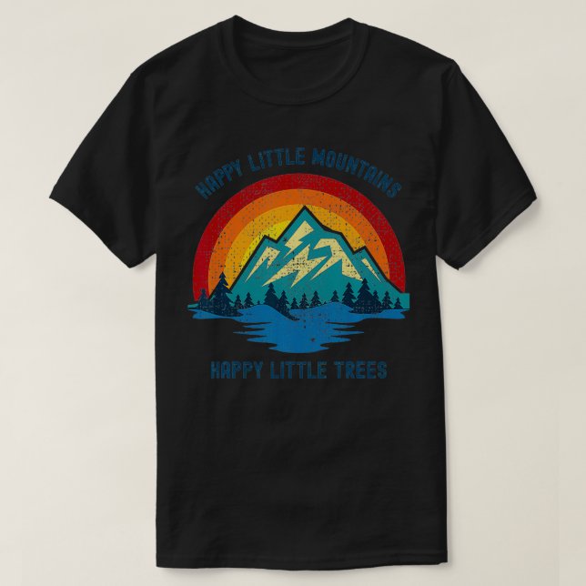 Camiseta Pequenas Árvores Felizes Montanhas Bob Style Vinta (Frente do Design)