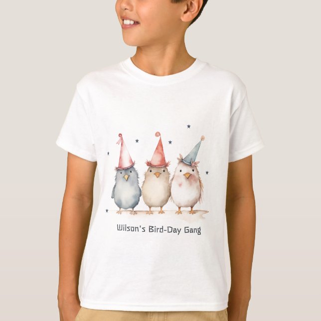 Camiseta Pequenas Aves Festas Bonitas A Qualquer Aniversári (Frente)