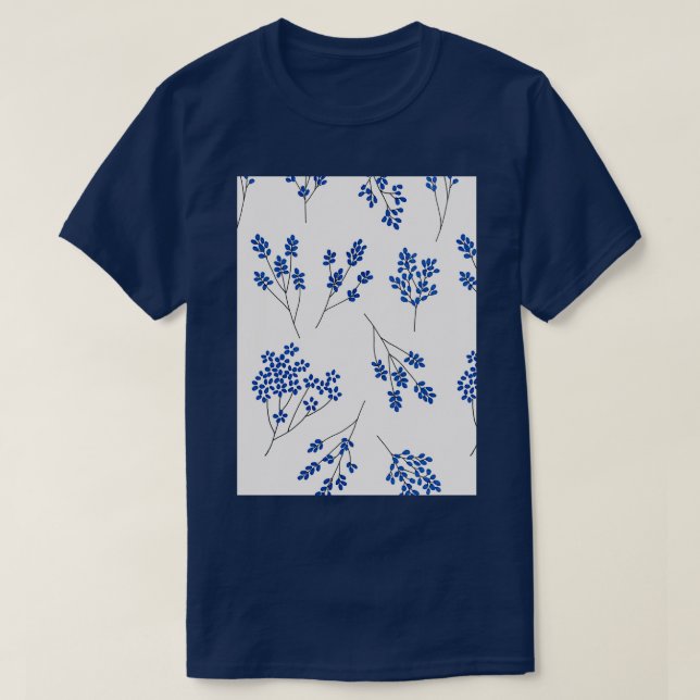 Camiseta Pequenas flores azuis brancas (Frente do Design)