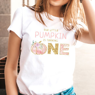 Camiseta Pequenas Meninas de Pumpkin primeiros aniversarios