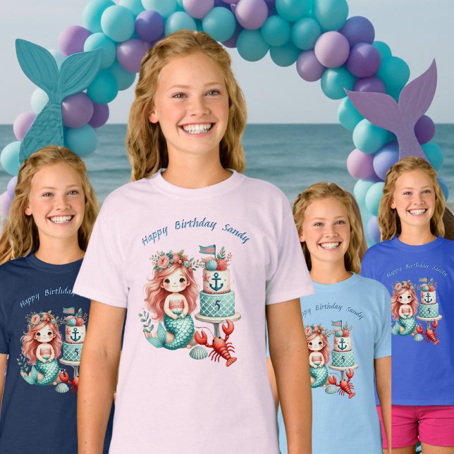 Camiseta Pequenas Meninas Personalizadas - Sereia de Festa  (Criador carregado)