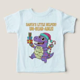 Camiseta Pequeno ajudante de Papai Noel Dino – Dinossauro d