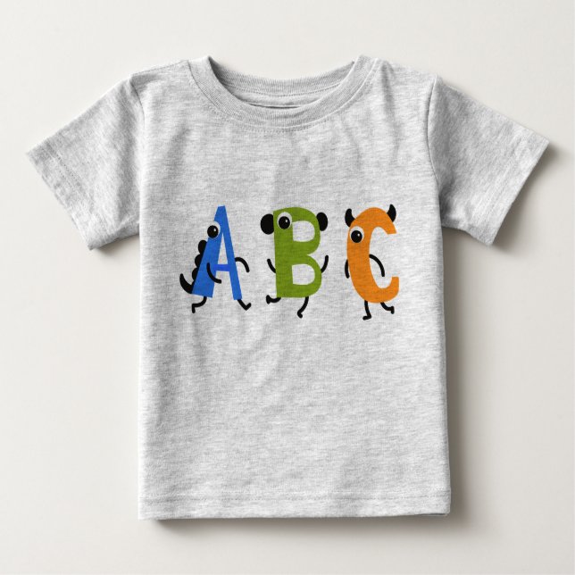 Camiseta Pequeno alfabeto monstro ABC (Frente)