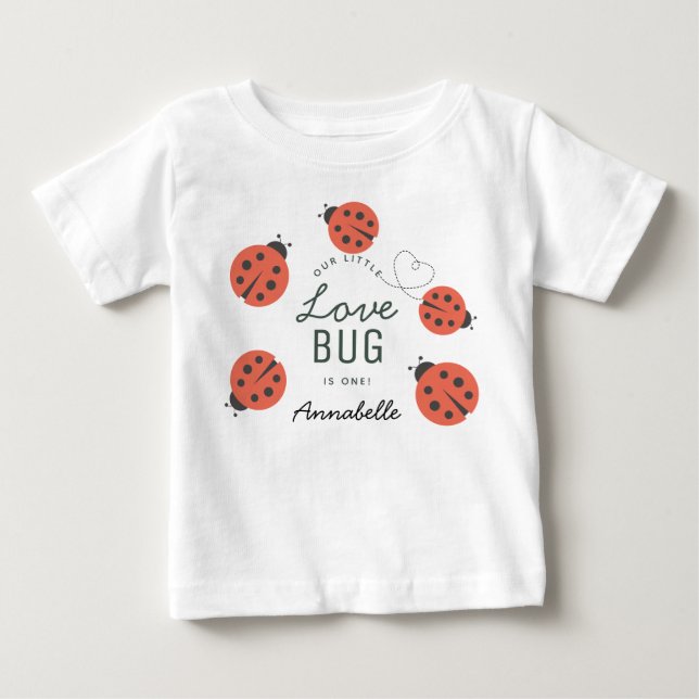 Camiseta Pequeno Amor Bug Senhora Ladybug Aniversário (Frente)