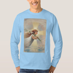 Camiseta Pequeno anjo bebê segurando lírios