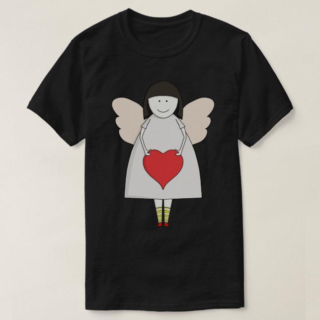 Camiseta Pequeno anjo segurando um coração (Frente do Design)