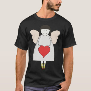 Camiseta Pequeno anjo segurando um coração