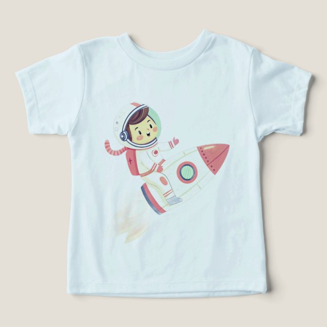 Camiseta Pequeno Astronauta – Criança Exploradora do Espaço (Design frontal)