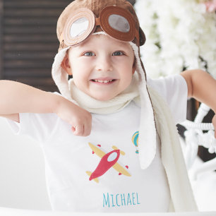 Camiseta Pequeno Avião e Balão com Nome