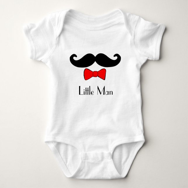 Camiseta Pequeno bigode e Bowtie Engraçado (Frente)