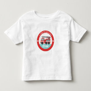 Camiseta Pequeno Bombeiro, Caminhão de Bombeiros Vermelho, 