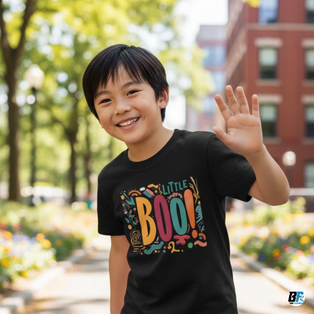 Camiseta Pequeno Boo Orange Black Halloween Matando (Criador carregado)