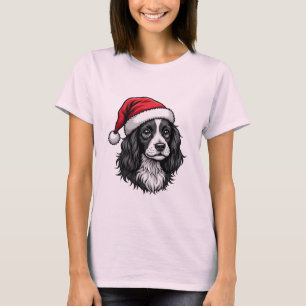 Camiseta Pequeno Cachorro Chapéu de Papai Noel