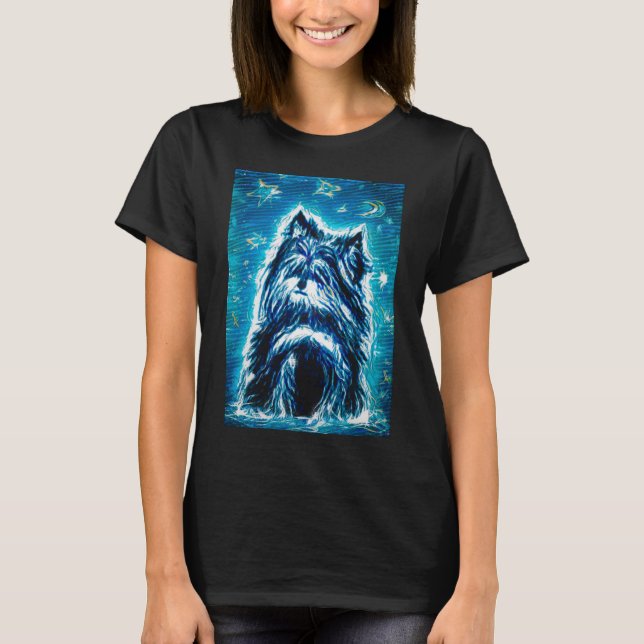 Camiseta Pequeno Cachorro em azul (Frente)