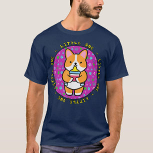 Camiseta PEQUENO Cãozinho de Corgi com Garrafa de Bebê