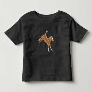 Camiseta Pequeno Cavalo Marrom - em cor-de-rosa salmão.