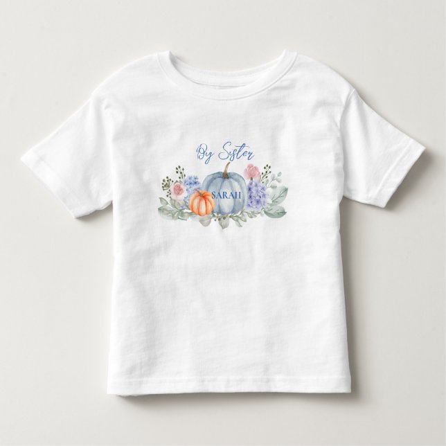 Camiseta Pequeno Chá de fraldas Floral de Abóbora no Hallow (Frente)