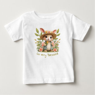 Camiseta Pequeno Coelhinho Adorável Com Flores