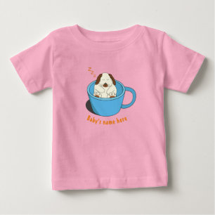 Camiseta Pequeno coelhinho latte dormindo no café Ba