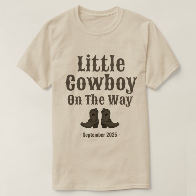 Camiseta Pequeno Cowboy Boot Gravidez Anúncio de bebê (Frente do Design)