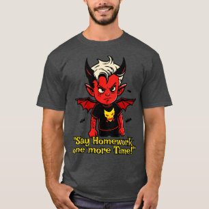 Camiseta pequeno demônio sem dever de casa