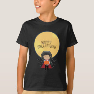 Camiseta Pequeno Drácula Halloween Vampiro & Lua Personaliz