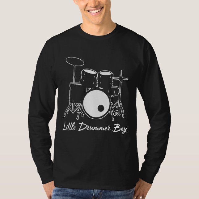 Camiseta Pequeno Drummer Drummer Toque Música (Frente)