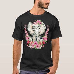 Camiseta Pequeno Elefante Amantes de os animais Florais Cut