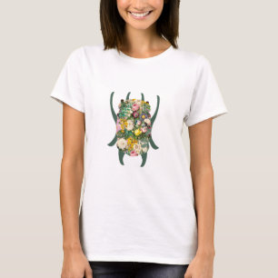 Camiseta Pequeno Escaravelho Verde a Azul Gradiente