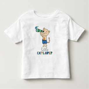 Camiseta Pequeno Explorador, Gato Bonito com Telescópio