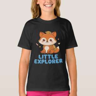 Camiseta Pequeno Explorador Raposa Fofa com Mochila e Boné