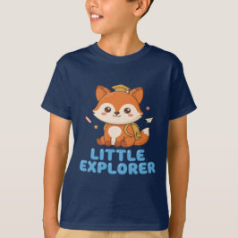 Camiseta Pequeno Explorador Raposa Fofa com Mochila e Boné
