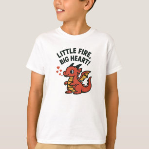 Camiseta Pequeno Fogo Grande Coração Dragão Vermelho Fofo G