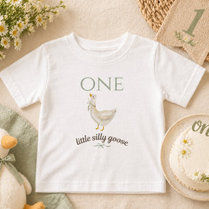 Camiseta Pequeno Ganso Bobo UM Aniversário Verde Salvia